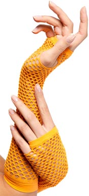 long fishnet gloves Orange
